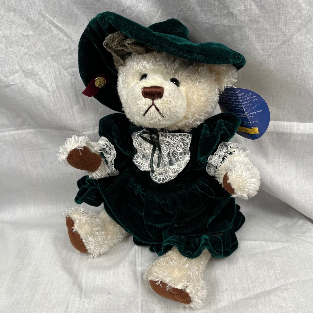 VTG Pickford‎ Brass Button Bear Louise Legendary Collection Green Dress Serenity